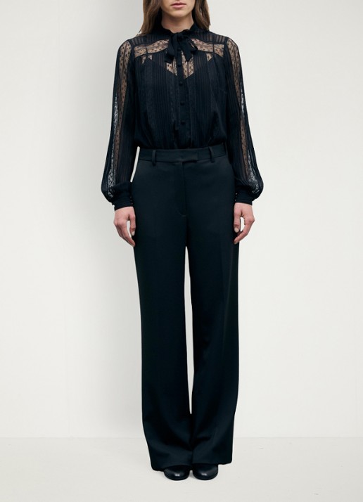 Gerard Darel Meg high waist straight leg pantalon - voorkant 5 zwart