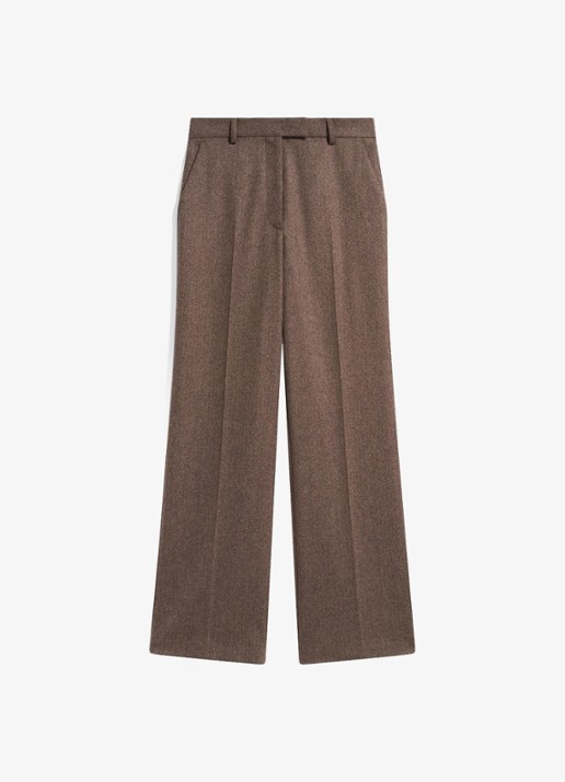 Gerard Darel Mia Wide herringbone suit pants  - voorkant bruin