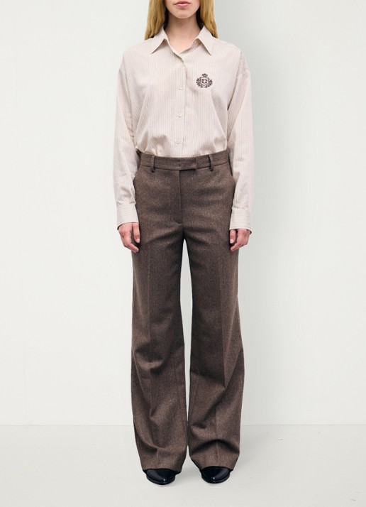 Gerard Darel Mia Wide herringbone suit pants  - voorkant 2 bruin