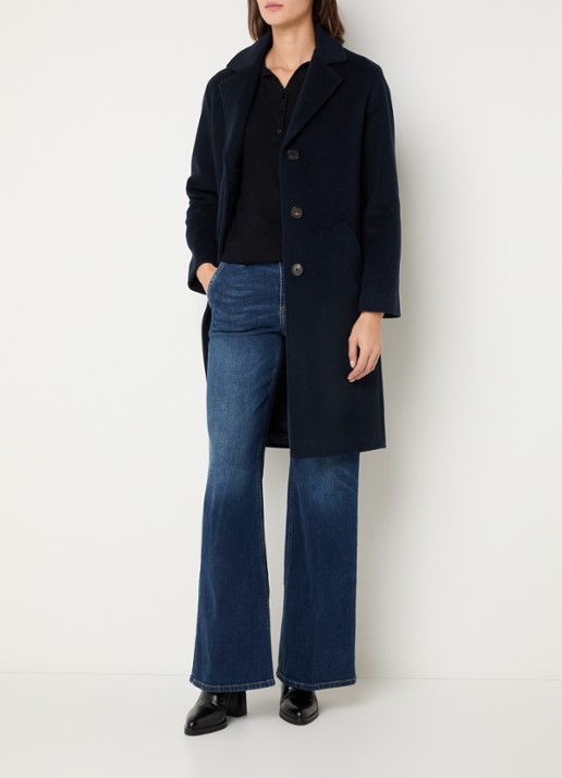 Gerard Darel Minaelle mantel van scheerwol met steekzakken - voorkant 2 donkerblauw