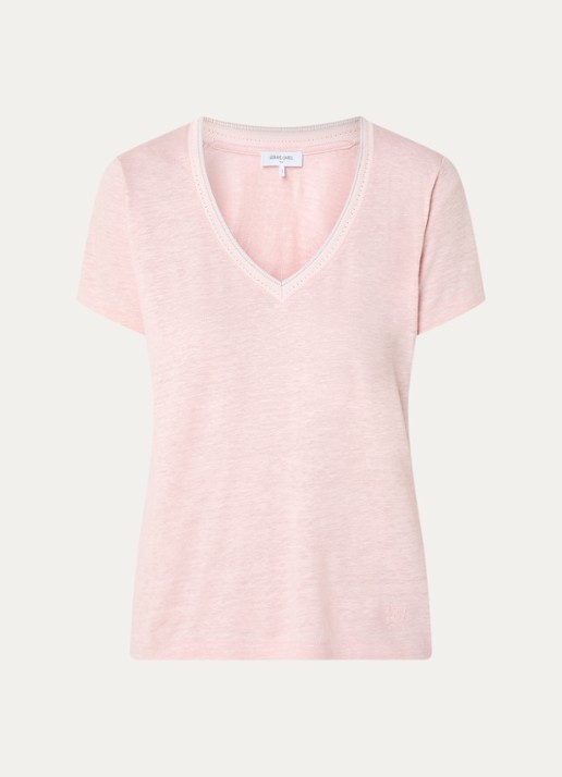 Gerard Darel Mirana T-shirt van linnen met lurex  - voorkant 2 lichtroze