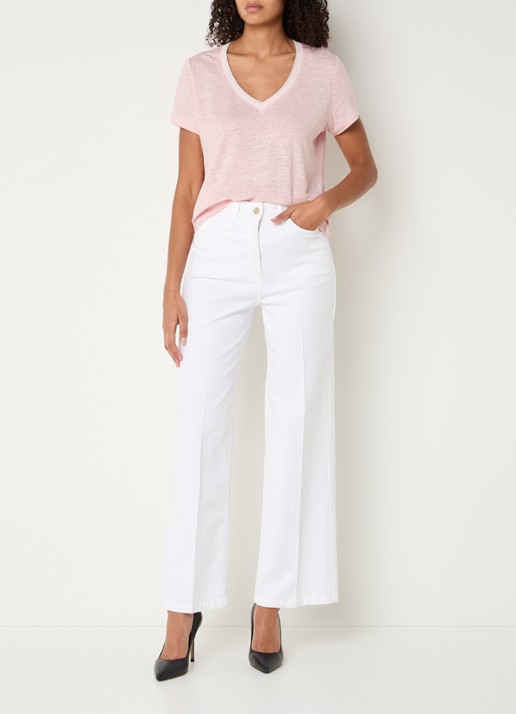 Gerard Darel Mirana T-shirt van linnen met lurex  - voorkant 3 lichtroze