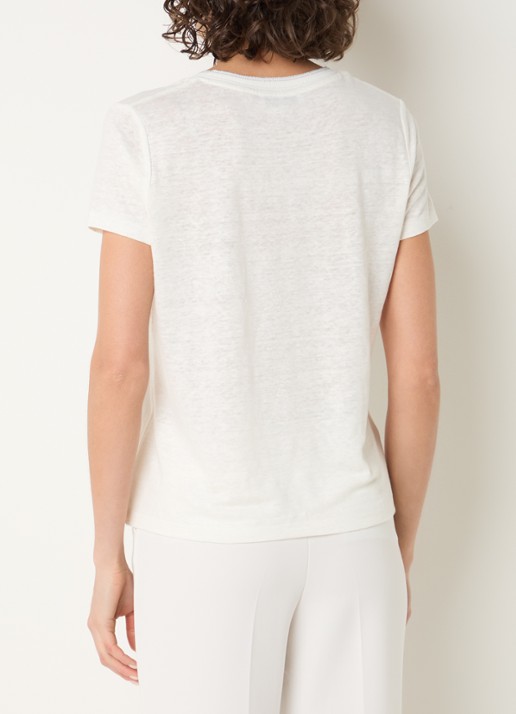 Gerard Darel Mirana T-shirt van linnen met lurex  - achterkant 4 gebroken wit