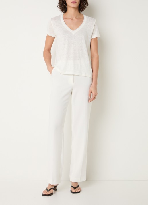 Gerard Darel Mirana T-shirt van linnen met lurex  - voorkant 3 gebroken wit