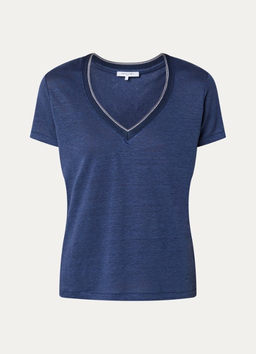 Gerard Darel Mirana T-shirt van linnen met lurex  - voorkant 2 indigo
