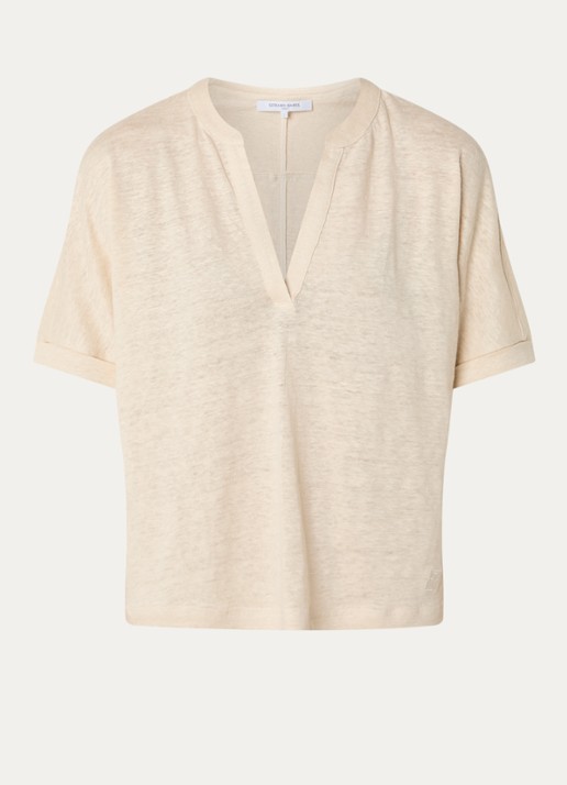 Gerard Darel Mirora T-shirt van linnen - voorkant creme