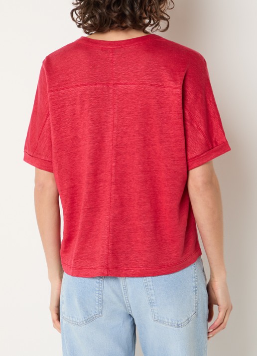 Gerard Darel Mirora T-shirt van linnen - achterkant 4 donkerrood
