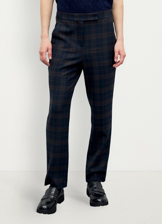 Gerard Darel Misa pantalon in wolblend met ruit dessin - detail 5 donkerblauw
