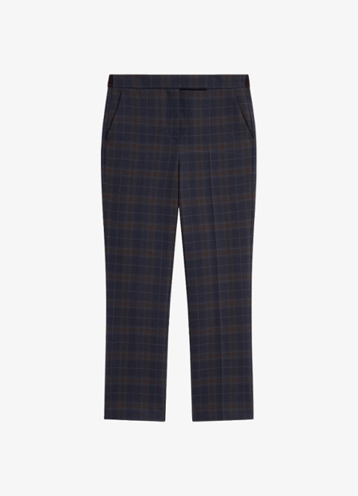 Gerard Darel Misa pantalon in wolblend met ruit dessin - voorkant donkerblauw