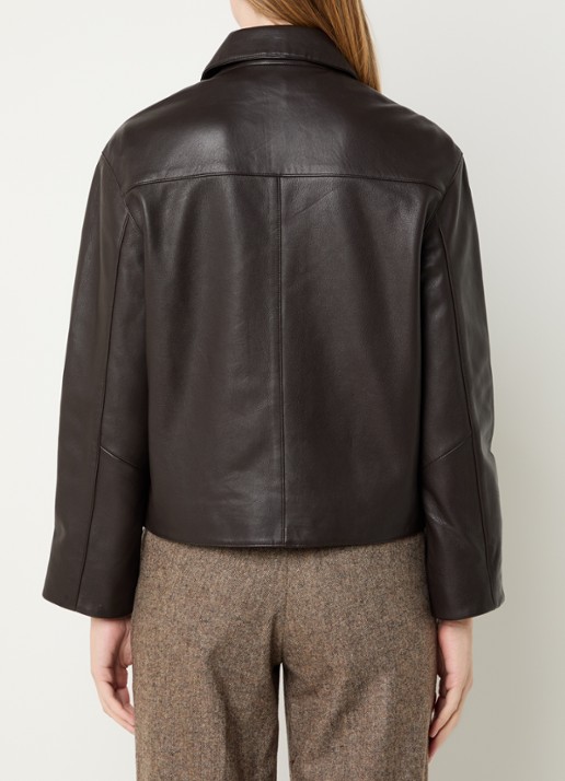 Gerard Darel Nina bikerjack van schapenleer met steekzakken - achterkant 4 donkerbruin