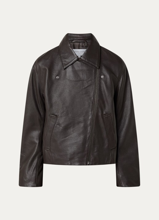 Gerard Darel Nina bikerjack van schapenleer met steekzakken - voorkant 2 donkerbruin