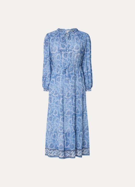 Gerard Darel Piana midi tuniekjurk met paisley dessin - voorkant 4 blauw