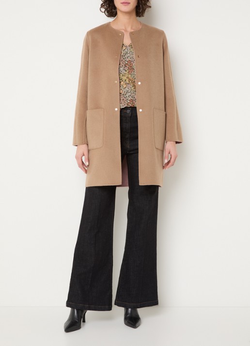 Gerard Darel Precilia reversible mantel van wol - voorkant 4 lichtroze