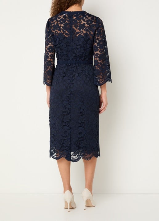 Gerard Darel Radia midi jurk van kant - achterkant 4 donkerblauw