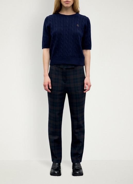Gerard Darel Raisa kabelgebreide trui in kasjmierblend - voorkant 5 donkerblauw