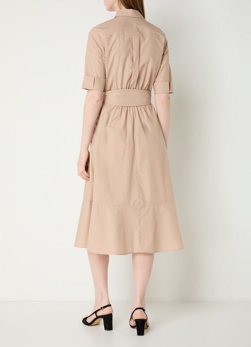 Gerard Darel Rana midi blousejurk met strikceintuur - achterkant 4 zand