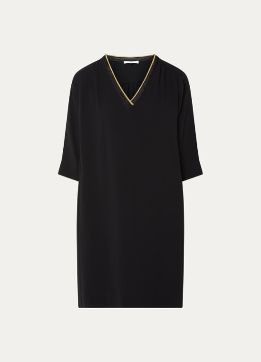 Gerard Darel Raysa mini jurk met V-hals en steekzakken - voorkant 3 zwart