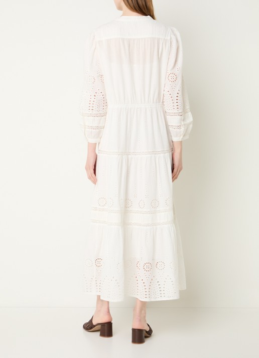 Gerard Darel Rhonie maxi blousejurk met broderie - achterkant creme