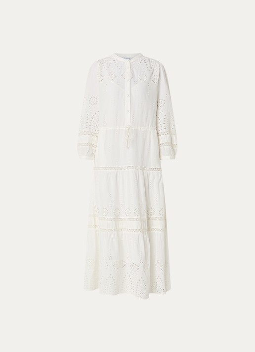 Gerard Darel Rhonie maxi blousejurk met broderie - voorkant 2 creme