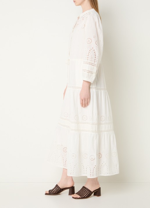 Gerard Darel Rhonie maxi blousejurk met broderie - voorkant 3 creme