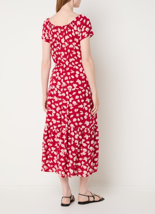 Gerard Darel Rifka midi tuniekjurk met bloemenprint - achterkant 4 rood
