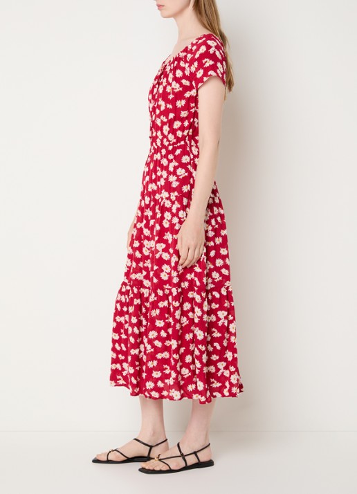 Gerard Darel Rifka midi tuniekjurk met bloemenprint - voorkant 3 rood