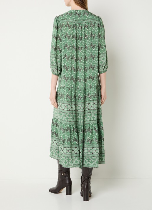 Gerard Darel Riham midi tuniekjurk met grafische print - achterkant groen