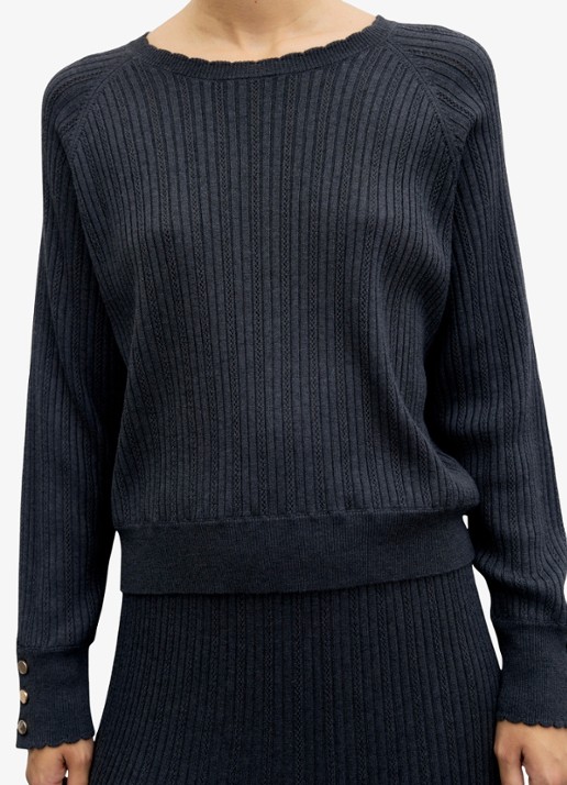 Gerard Darel Rita fijngebreide trui van wol - detail 4 donkerblauw