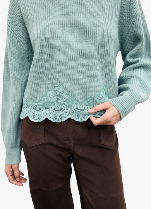 Gerard Darel Riviera ribgebreide trui van wol met kant
