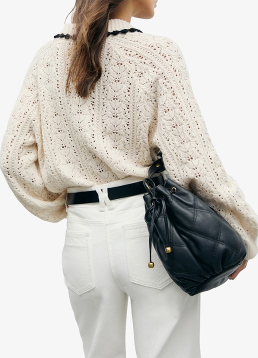 Gerard Darel Roca grofgebreide trui met polokraag - detail 5 creme