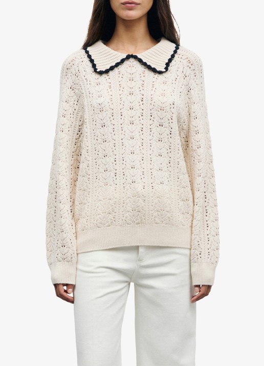 Gerard Darel Roca grofgebreide trui met polokraag - detail 7 creme