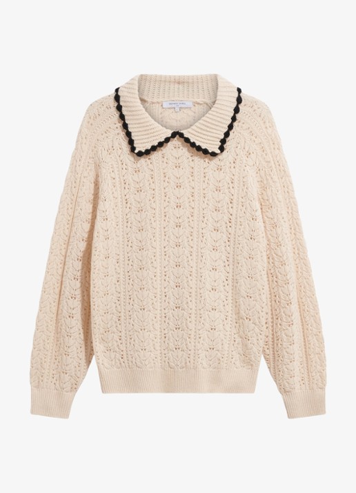 Gerard Darel Roca grofgebreide trui met polokraag - voorkant 3 creme