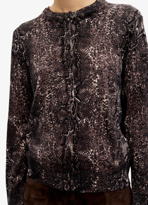 Gerard Darel Rosa fijngebreid vest van merino wol met slangenprint