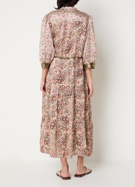 Gerard Darel Roselina midi tuniekjurk van zijde met bloemenprint  - achterkant 2 roze