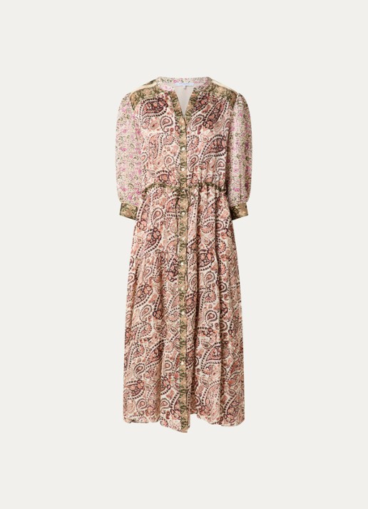Gerard Darel Roselina midi tuniekjurk van zijde met bloemenprint  - voorkant 3 roze