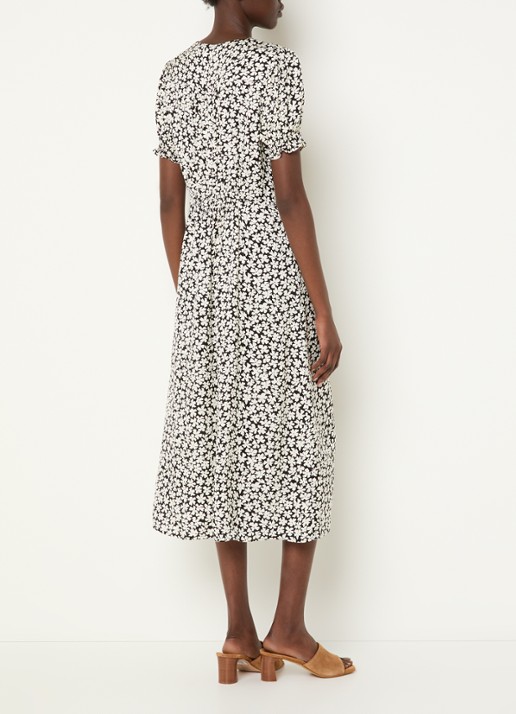Gerard Darel Rosi midi jurk met bloemenprint - achterkant zwart