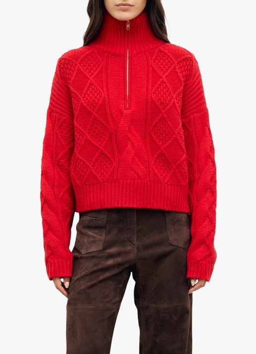 Gerard Darel Roxy kabelgebreide trui van wol met col
