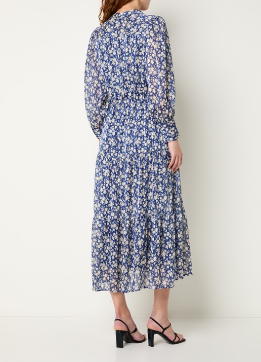 Gerard Darel Ruvia midi jurk met bloemenprint - achterkant 2 donkerblauw