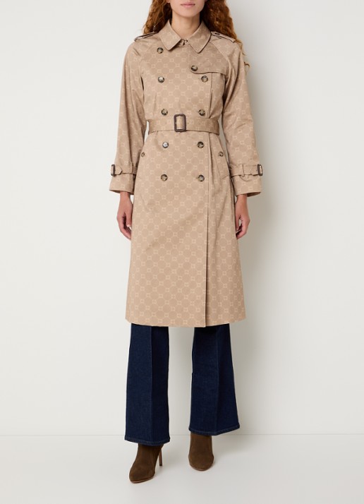 Gerard Darel Serge double-breasted trenchcoat met logoprint en ceintuur