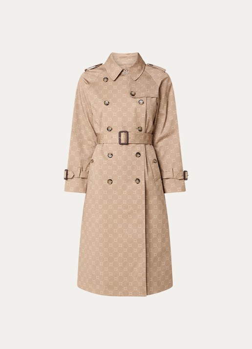 Gerard Darel Serge double-breasted trenchcoat met logoprint en ceintuur - voorkant 2 beige