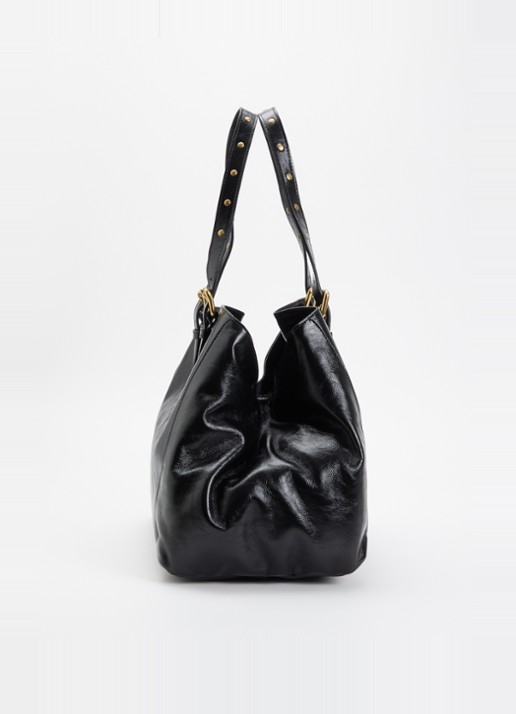 Gerard Darel Simple schoudertas van leer met structuur - detail 2 zwart