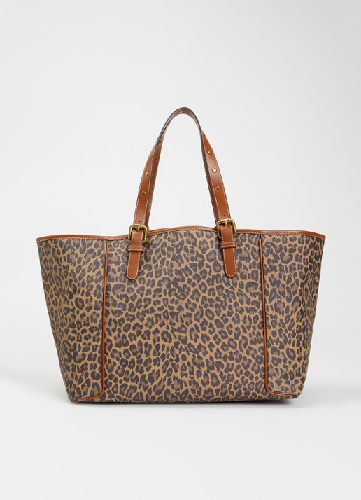 Gerard Darel Simple shopper met logoprint en details van leer