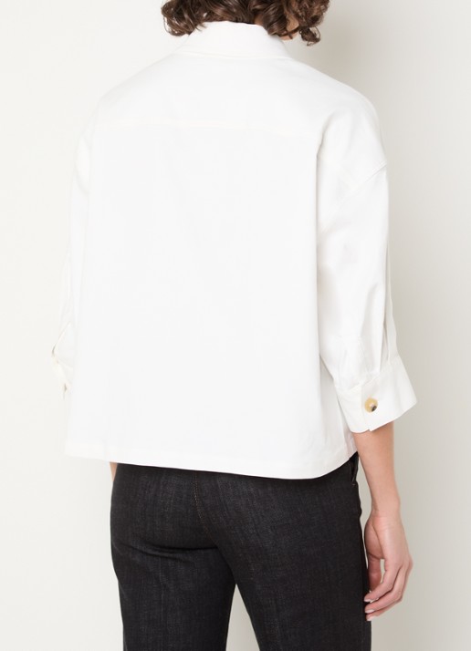 Gerard Darel Tenya oversized cropped blouse met opgestikte zak - achterkant gebroken wit