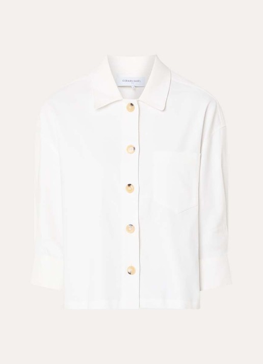 Gerard Darel Tenya oversized cropped blouse met opgestikte zak - voorkant 2 gebroken wit