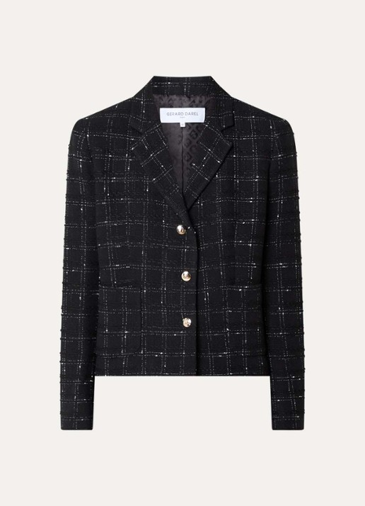 Gerard Darel Tiana blazer met tweed-look opgestikte zakken - voorkant zwart