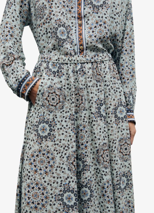 Gerard Darel Tifenn midi rok met paisley dessin - detail 3 lichtblauw