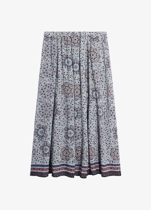 Gerard Darel Tifenn midi rok met paisley dessin - voorkant 4 lichtblauw