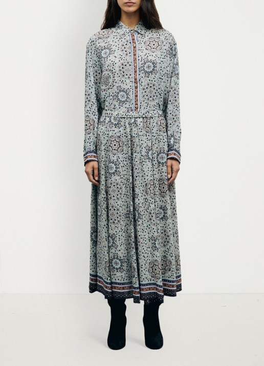 Gerard Darel Tifenn midi rok met paisley dessin - voorkant 5 lichtblauw
