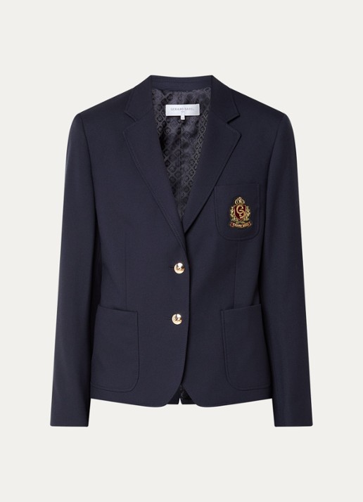 Gerard Darel Tinais blazer in wolblend met logoborduring - voorkant donkerblauw