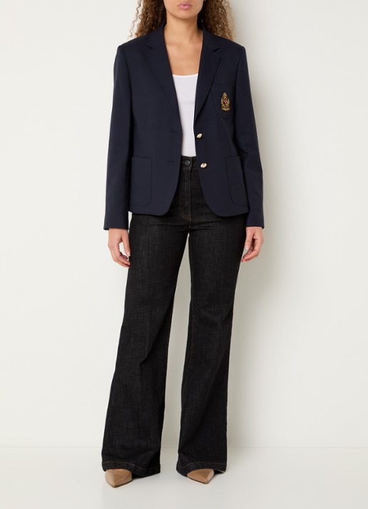 Gerard Darel Tinais blazer in wolblend met logoborduring - voorkant 2 donkerblauw